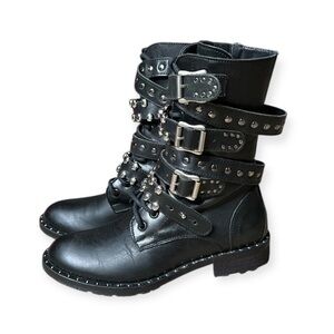 PINKO Rare Uptown Studded Biker Moto Combat Boots 6